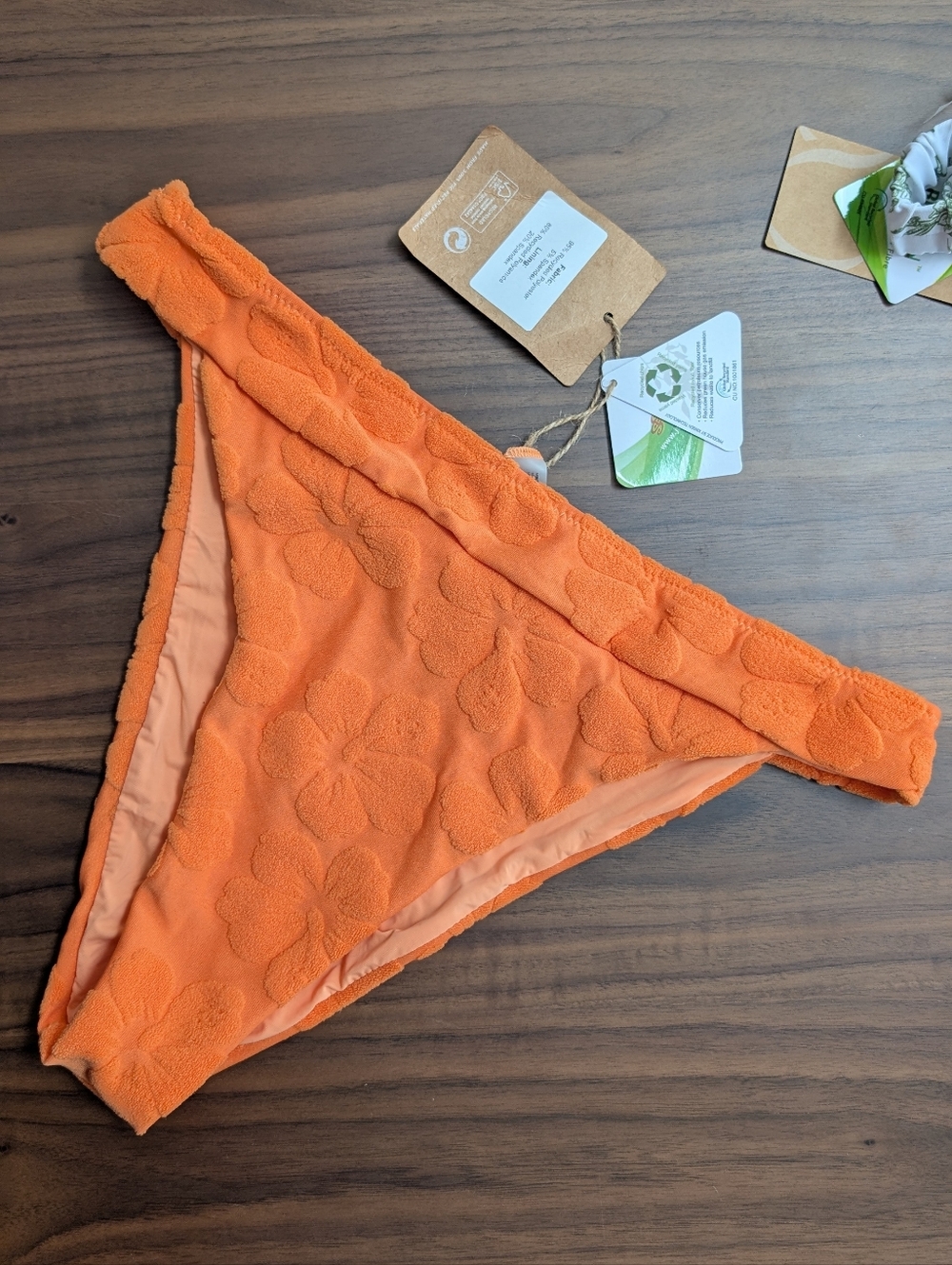 Women’s Orange Floral Textured Bikini Bottom